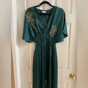 Dark emerald green maxi baby doll dress